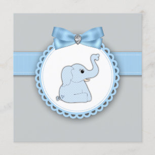 Elegante Blauwe Olifant Baby Shower Kaart