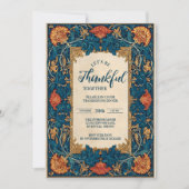 Elegante blauwe oogst thanksgiving-viering kaart (Voorkant)