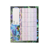 Elegante Blauwe Orchidee Kalender Maandplanner Notitieblok (Linkerzijde)