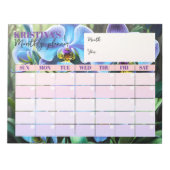 Elegante Blauwe Orchidee Kalender Maandplanner Notitieblok (Voorkant)