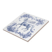 Elegante Blauwe Paard Bloemen Tegeltje (Zijkant)