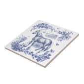 Elegante  Blauwe Paard Bloemen Tegeltje (Zijkant)