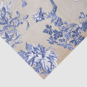 Elegante  Blauwe Paard Bloemen Toile Kraft Tissuepapier (Detail)