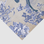 Elegante  Blauwe Paard Bloemen Toile Kraft Tissuepapier (Detail)