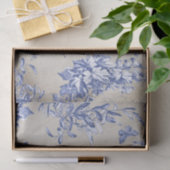 Elegante  Blauwe Paard Bloemen Toile Kraft Tissuepapier (Geschenk)
