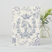 Elegante Blauwe Paard Kroon Laurel Bow Crest Kaart (Staand voorkant)