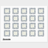 Elegante blauwe paard Toile naam Dank u Vierkante Sticker (Vel)