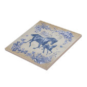 Elegante  Blauwe Paarden Bloemen Tegeltje (Zijkant)