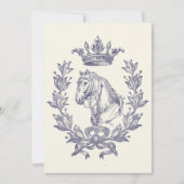 Elegante Blauwe Paarden Kroon Lauwer Blad Crest An Kaart (Voorkant)