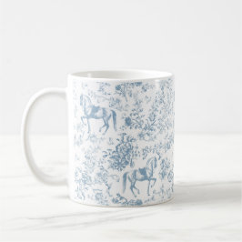 Elegante Blauwe Paardensport Bloemstuk Toile Koffiemok
