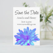 Elegante blauwe paarse bloem bloem save the date (Staand voorkant)