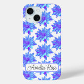Elegante blauwe paarse bloem Case-Mate iPhone case (Achterkant)
