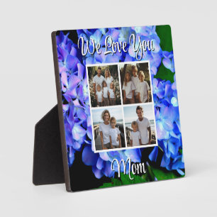 Elegante blauwe paarse bloem persoonlijke template fotoplaat