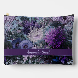 Elegante blauwe paarse bloemen monogram etui