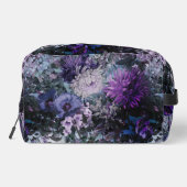 Elegante blauwe paarse bloemen monogram toilettasje (Achterkant)