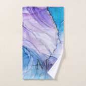 Elegante blauwe & Paarse gemarmerde alcoholinkt Bad Handdoek (Handdoek)