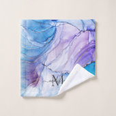 Elegante blauwe & Paarse gemarmerde alcoholinkt Bad Handdoek (Wasdoekje)
