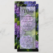 Elegante blauwe paarse magenta groene bloemige hor menu (Voorkant / Achterkant)