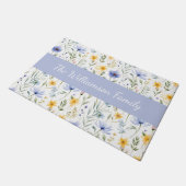 Elegante Blauwe Paarse Waterverf Wilde Bloem Deurmat (Schuin)