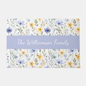 Elegante Blauwe Paarse Waterverf Wilde Bloem Deurmat (Voorkant)