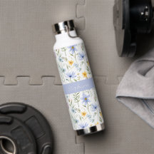 Elegante Blauwe Paarse Wilde Bloem Aquarel Naam