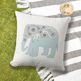 Elegante blauwe Paisley olifant Buitenkussen