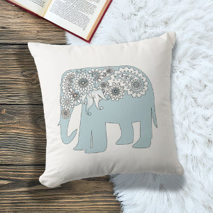 Elegante Blauwe Paisley Olifant Kussen