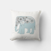 Elegante Blauwe Paisley Olifant Kussen (Voorkant)