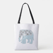 Elegante blauwe Paisley olifant Tote Bag (Achterkant)