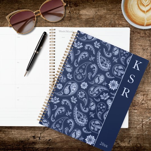 Elegante Blauwe Paisley Planner