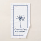 Elegante blauwe palmboom gepersonaliseerd bad handdoek (Handdoek)