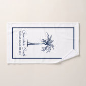 Elegante blauwe palmboom gepersonaliseerd bad handdoek (Handdoek)