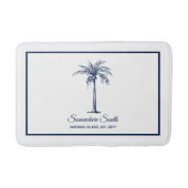 Elegante blauwe palmboom gepersonaliseerd badmat (Voorkant)