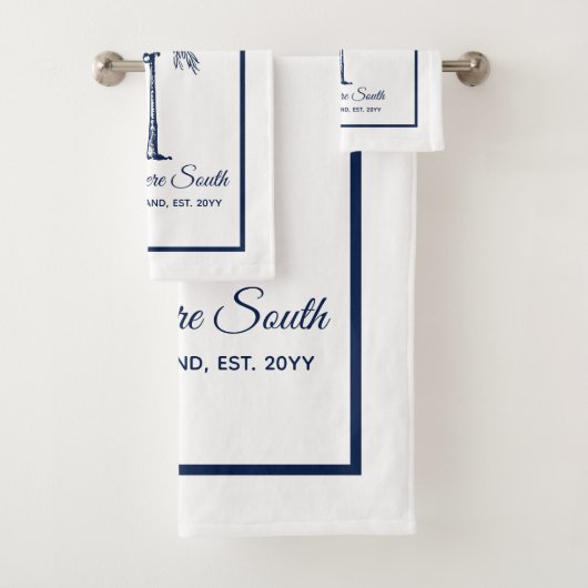 Elegante Blauwe Palmboom Persoonlijk Bad Handdoek (Insitu)