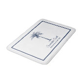 Elegante Blauwe Palmboom Persoonlijk Badmat (Gekanteld)