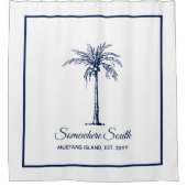 Elegante Blauwe Palmboom Persoonlijk Douchegordijn (Voorkant)