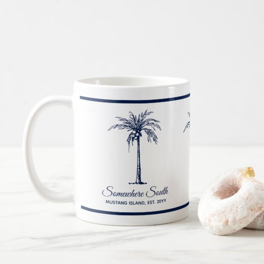 Elegante Blauwe Palmboom Persoonlijk Koffiemok (Met donut)