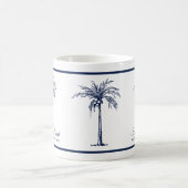Elegante Blauwe Palmboom Persoonlijk Koffiemok (Center)