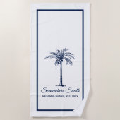 Elegante Blauwe Palmboom Persoonlijk Strandlaken (Voorkant)