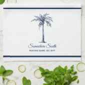 Elegante Blauwe Palmboom Persoonlijk Theedoek (Gevouwen)
