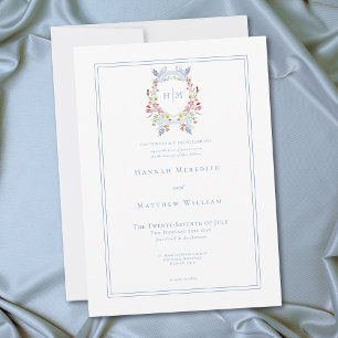 Elegante Blauwe Pastel Wilde Bloem Koninklijke Kui Kaart
