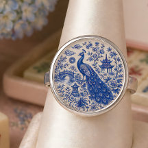 Elegante Blauwe Pauw Mahjong Porselein Stijl