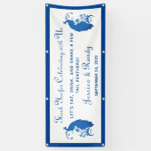 Elegante Blauwe Pauw Trouwbanner Spandoek (Verticaal)