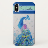 Elegante blauwe Peacock aquarel Dank u Case-Mate iPhone Case (Achterkant)