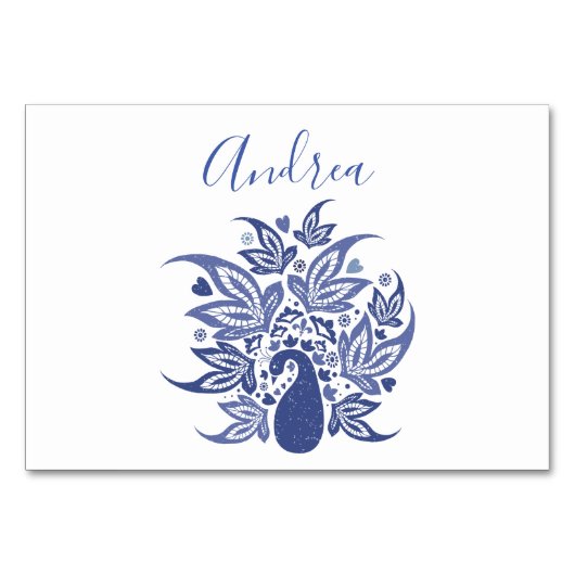 Elegante Blauwe Peacock Boheemse Stijl Kaart (Voorkant)