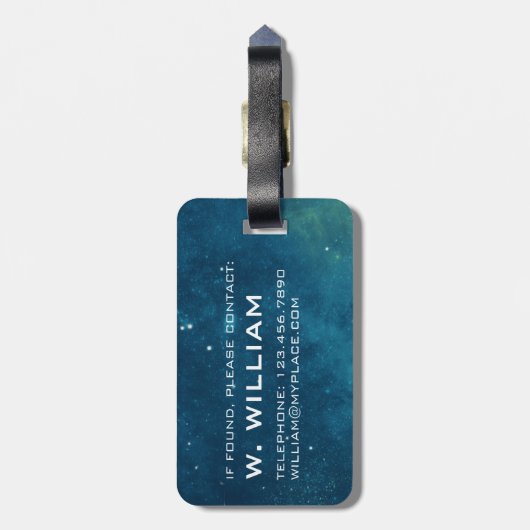 Elegante blauwe planeet Aarde Ruimte Zonnestelsel Bagagelabel (Achterkant verticaal)