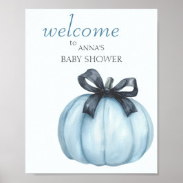 Elegante Blauwe Pompoen Welkom Poster