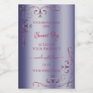 Elegante blauwe productlabels met versierde hoekra voedselcontainer etiket