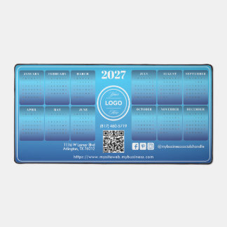 Elegante blauwe promotionele zakelijke 2027-agenda bureaumat