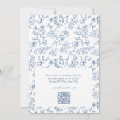 Elegante blauwe QR-code RSVP Vintage bruiloft Kaart (Achterkant)